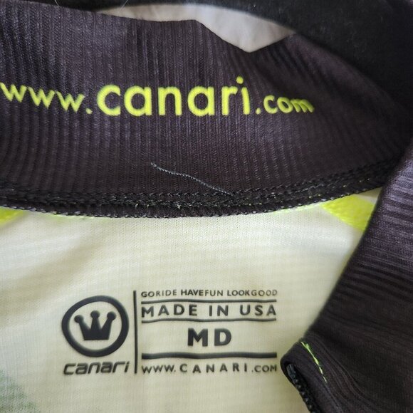 Canari Mens Size M‎ Short Sleeve 1/2 Zip Neon Green Cycling Jersey Pathfinders - Picture 13 of 14